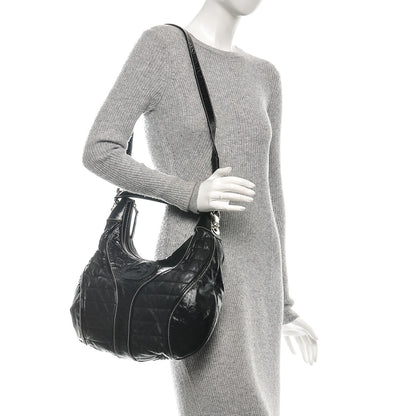 Gucci Patent Calfskin Medium Snow Glam Hobo Black 2 of 6
