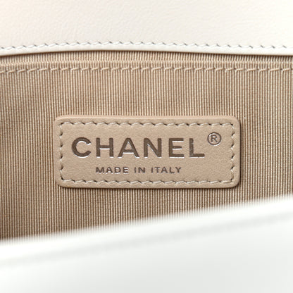 Chanel Lambskin Quilted Chevron Medium Boy Flap White 8 of 24