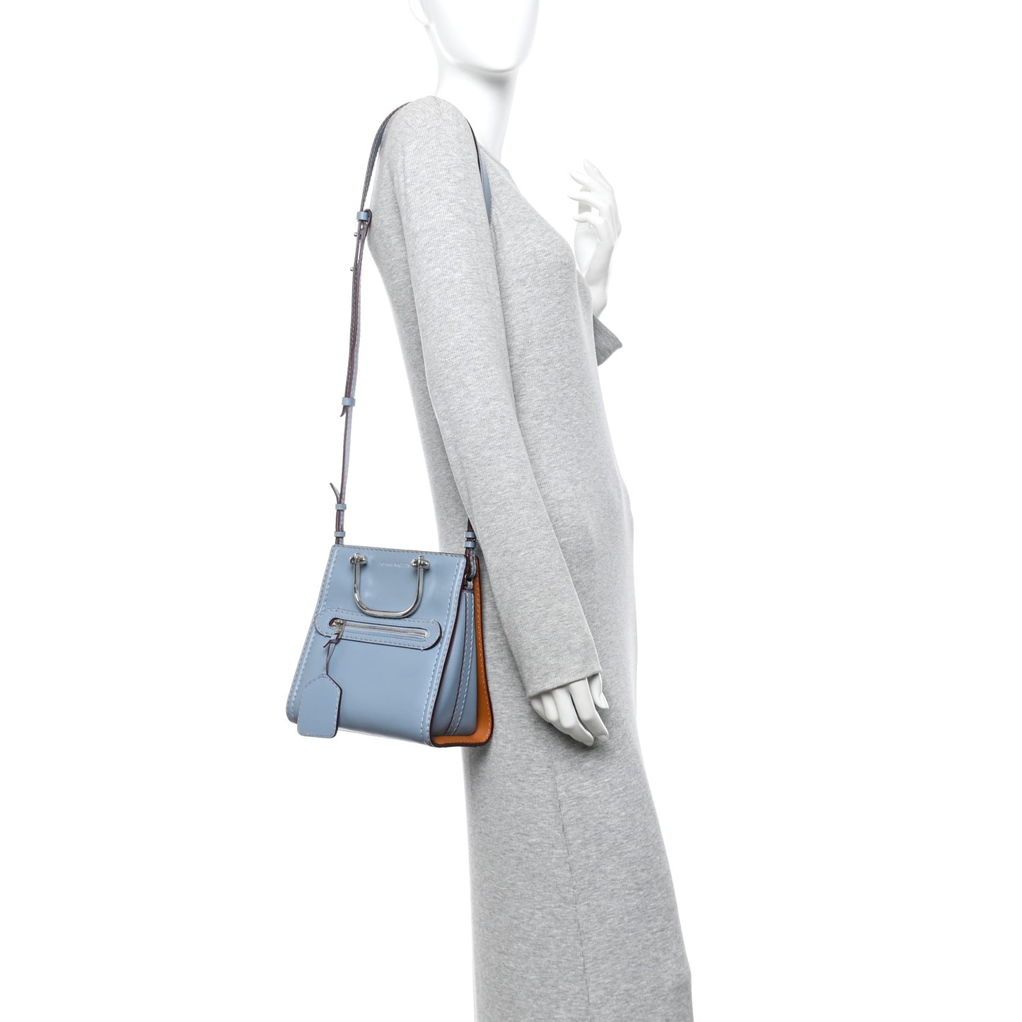 Calfskin The Short Story Shoulder Bag Blue Brown