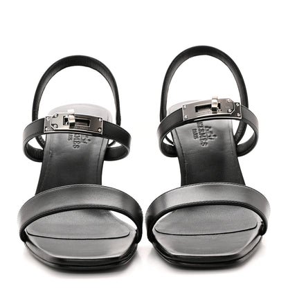 Hermes Calfskin Glamour 75 Sandals 36 Black 2 of 10