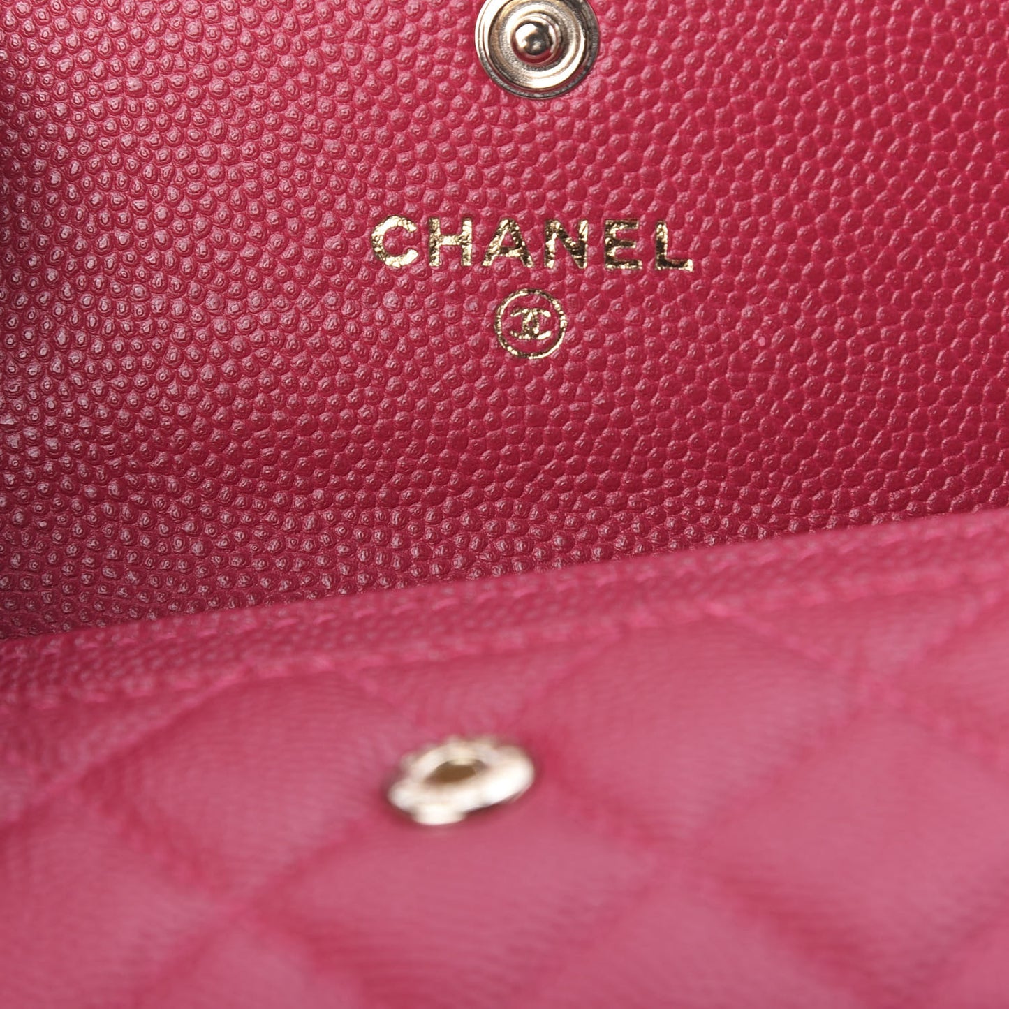 Caviar Quilted Boy Flap Card Holder Fuchsia