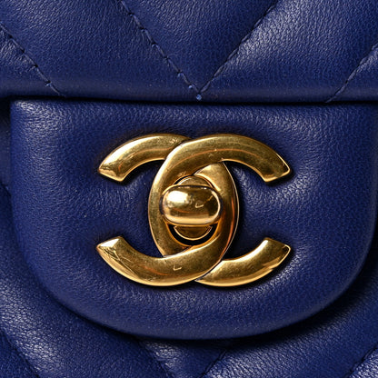 Chanel Lambskin Chevron Quilted Mini Rectangular Flap Blue 11 of 13