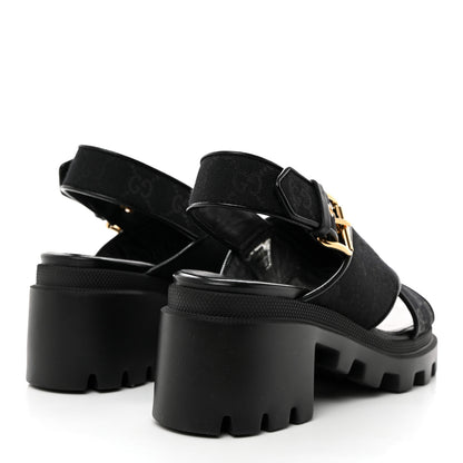 Gucci Monogram Granada Kid Trip 40/72mm Lug Sole Sandals 38 Black 4 of 9