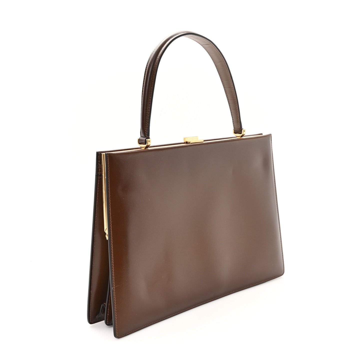 Patina Box Calfskin Medium Clasp Bag Camel