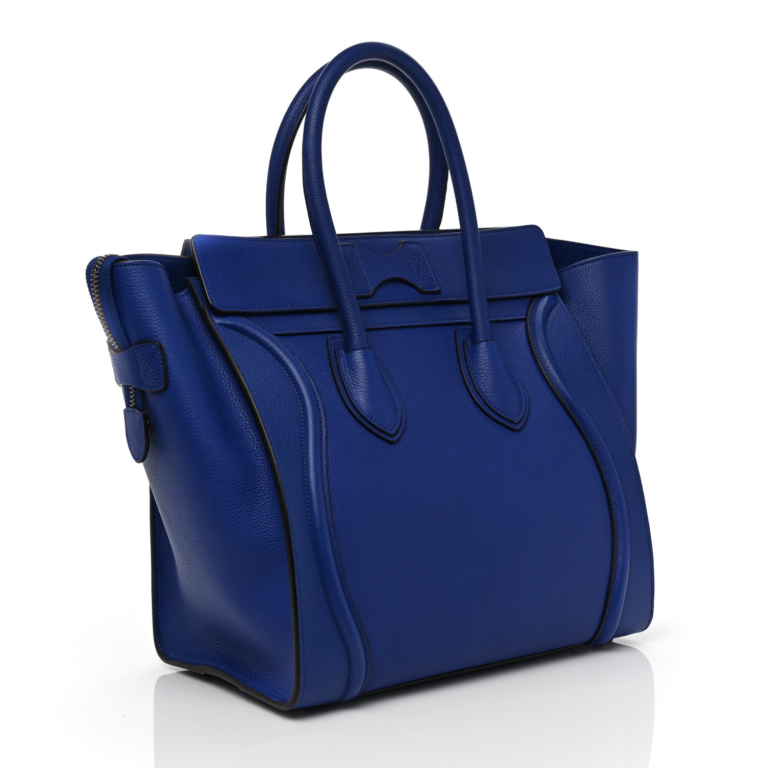 Celine Drummed Calfskin Mini Luggage Indigo 3 of 8