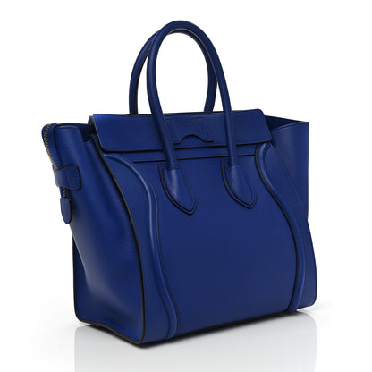 Celine Drummed Calfskin Mini Luggage Indigo 3 of 8
