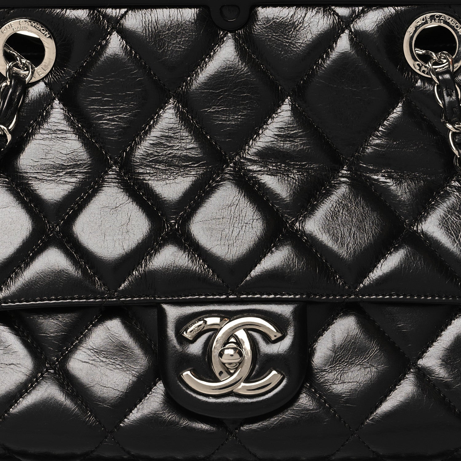 Chanel Glazed Calfskin Quilted Small CC Delivery Tote Black 8 of 11