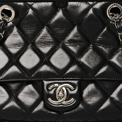 Chanel Glazed Calfskin Quilted Small CC Delivery Tote Black 8 of 11