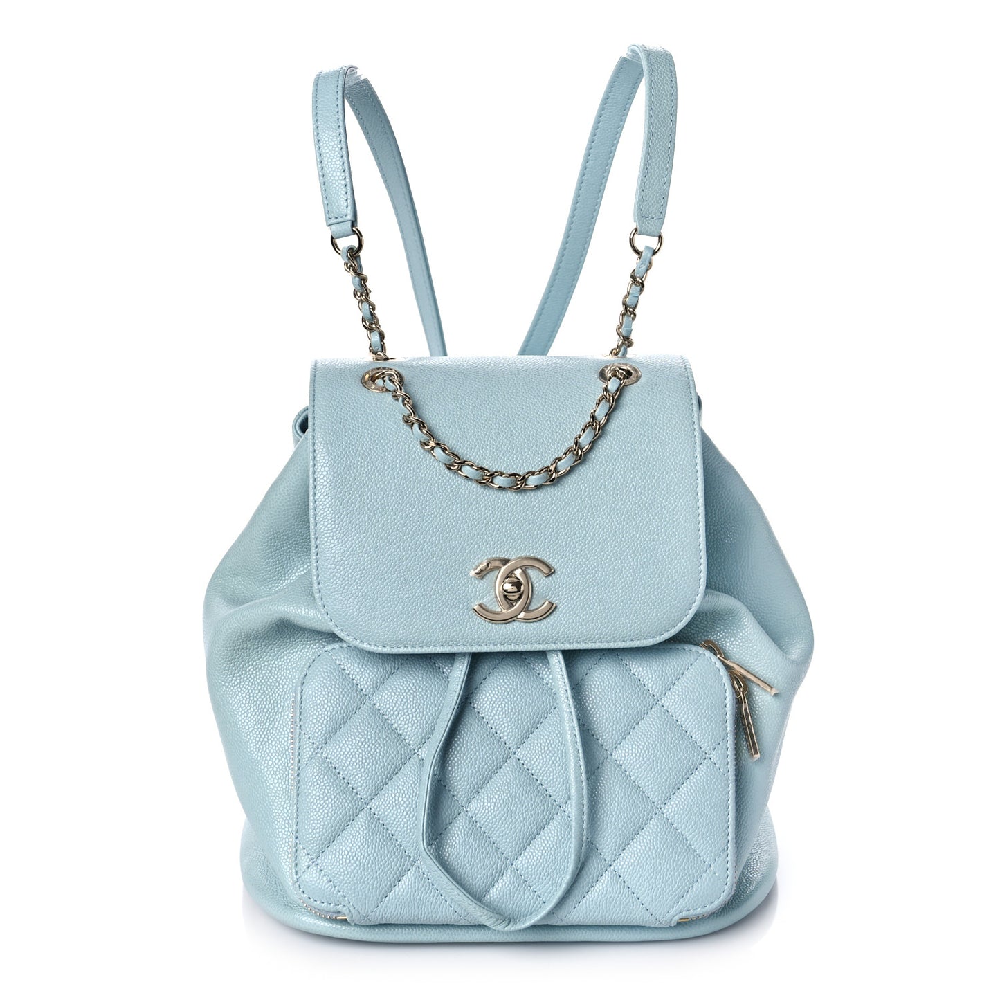Caviar Quilted Business Affinity Backpack Light Blue