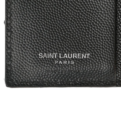 Saint Laurent Grain De Poudre Matelasse Chevron Monogram Zipped Card Case Black 6 of 10