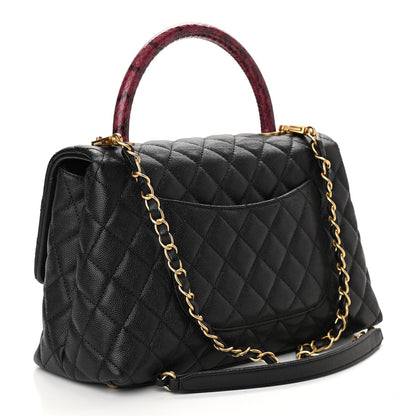 Chanel Caviar Elaphe Quilted Small Coco Handle Flap Black 3 of 10