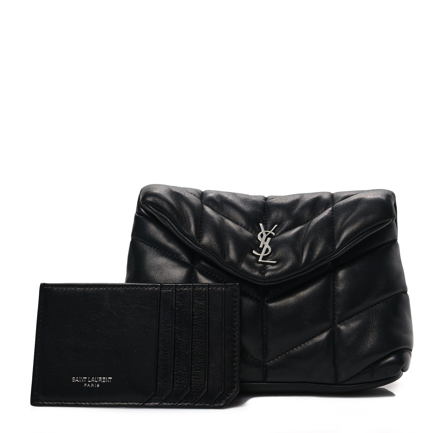 Lambskin Monogram Loulou Puffer Pouch Clutch Black