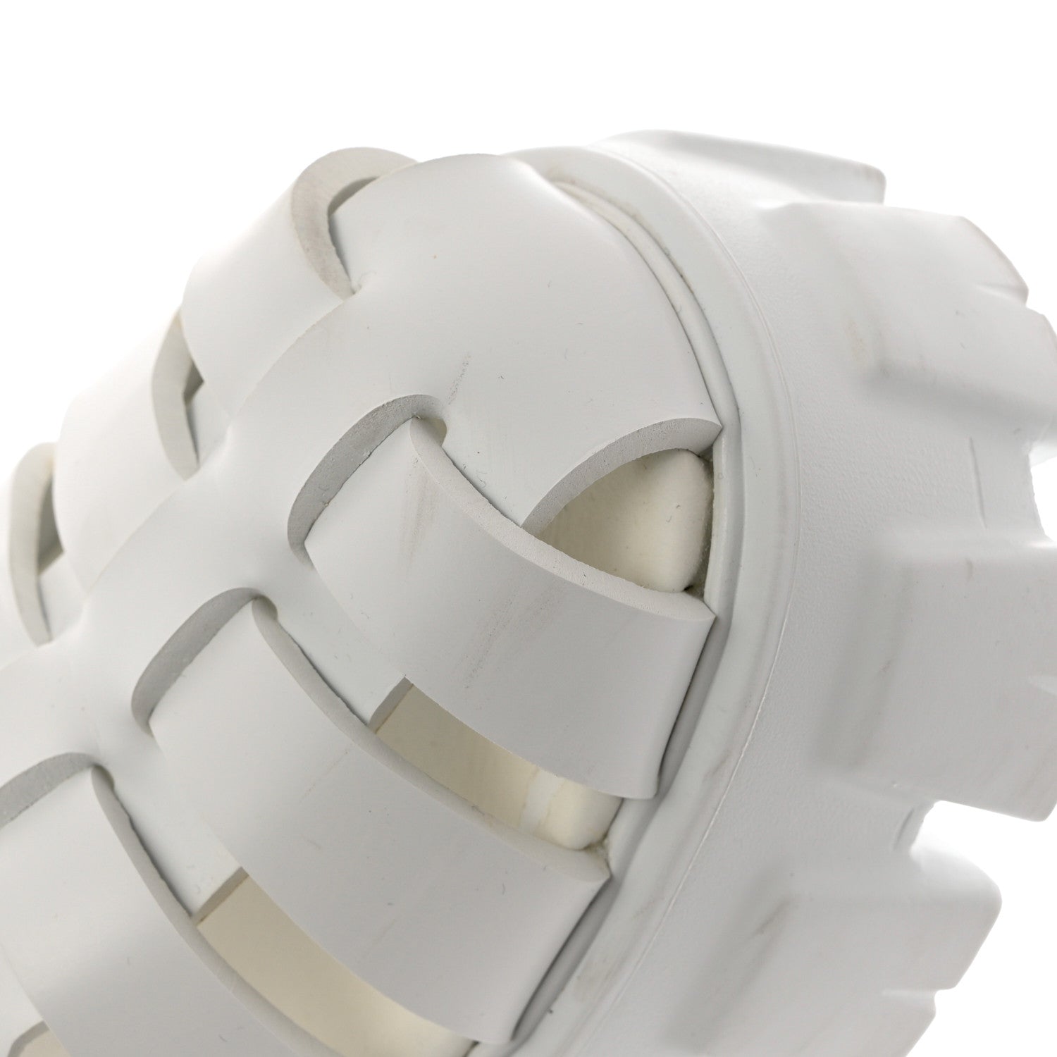 Prada Foam Rubber Metal Triangle Logo Monolith 55mm Cage Sandals 37 White 9 of 11