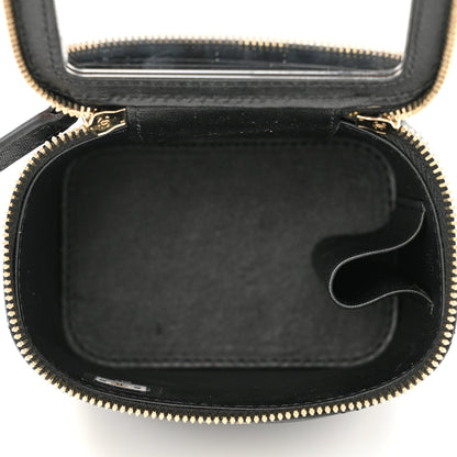 Chanel Lambskin Quilted Top Handle Mini Vanity Case With Chain Black 5 of 9