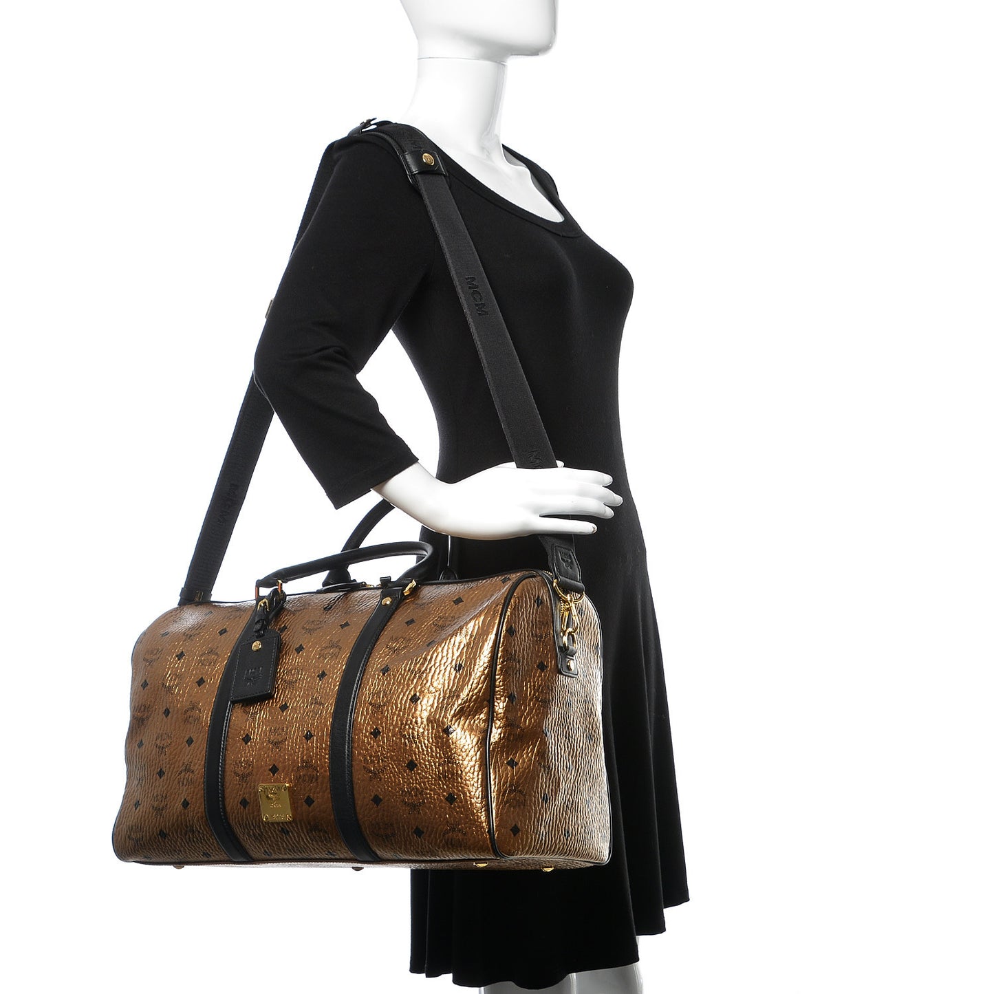 Metallic Visetos Medium Traveler Weekender Bag Gold