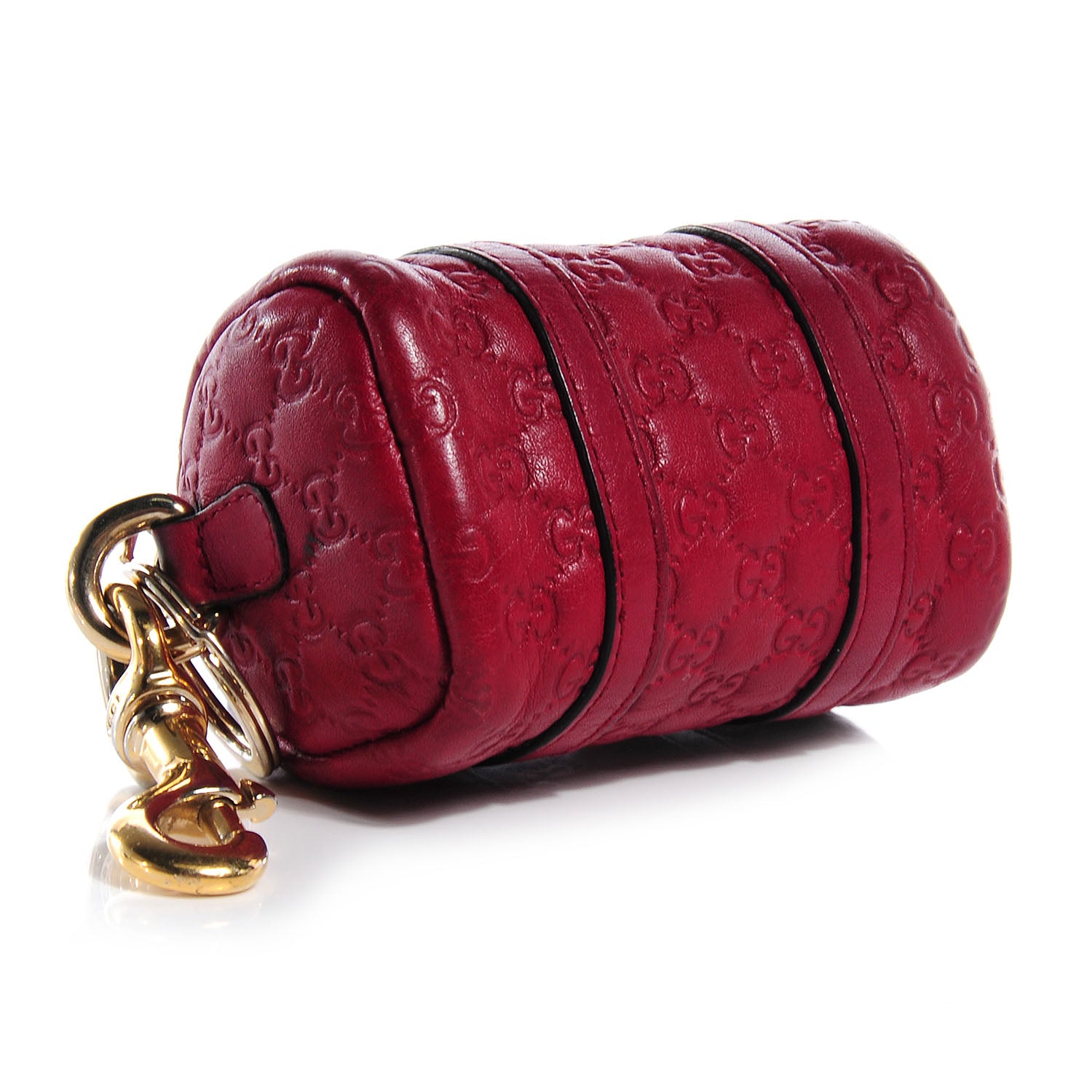 Gucci Guccissima Mini Boston Bag Charm Raspberry Red 4 of 5