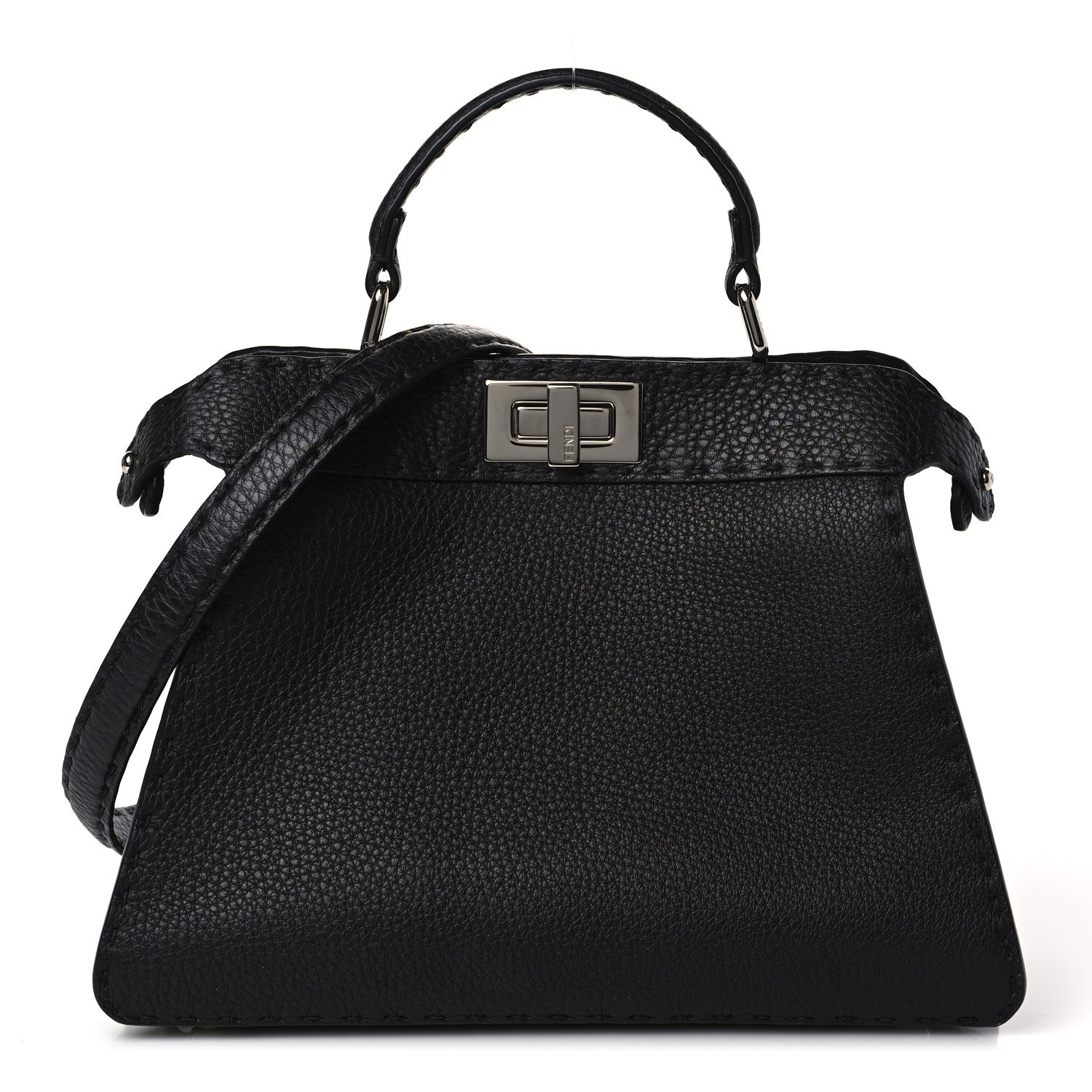 Fendi Cuoio Romano Selleria Chamois Small Peekaboo I SEE U Satchel Black Camel Sunflower 1 of 9