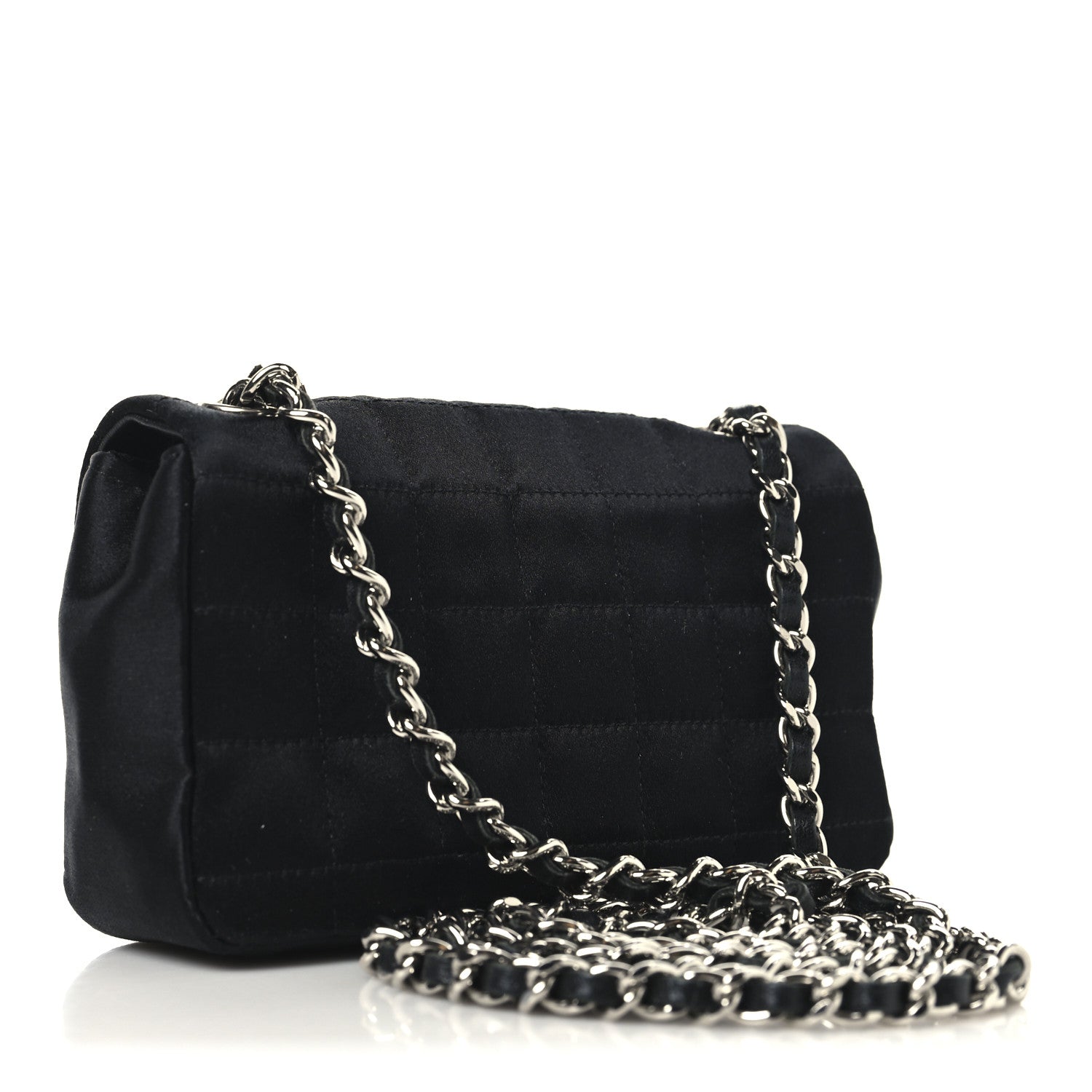 Chanel Satin Square Quilted Lipstick Charm Mini Flap Black 3 of 11