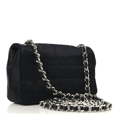 Chanel Satin Square Quilted Lipstick Charm Mini Flap Black 3 of 11