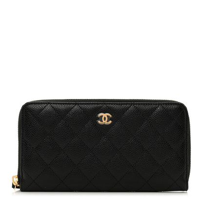 Chanel Caviar Quilted Large Gusset Zip Around Wallet Black 1 of 9