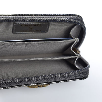Chanel Cracked Metallic Calfskin Quilted Boy Zip Around Coin Purse Wallet Dark Silver 5 of 10