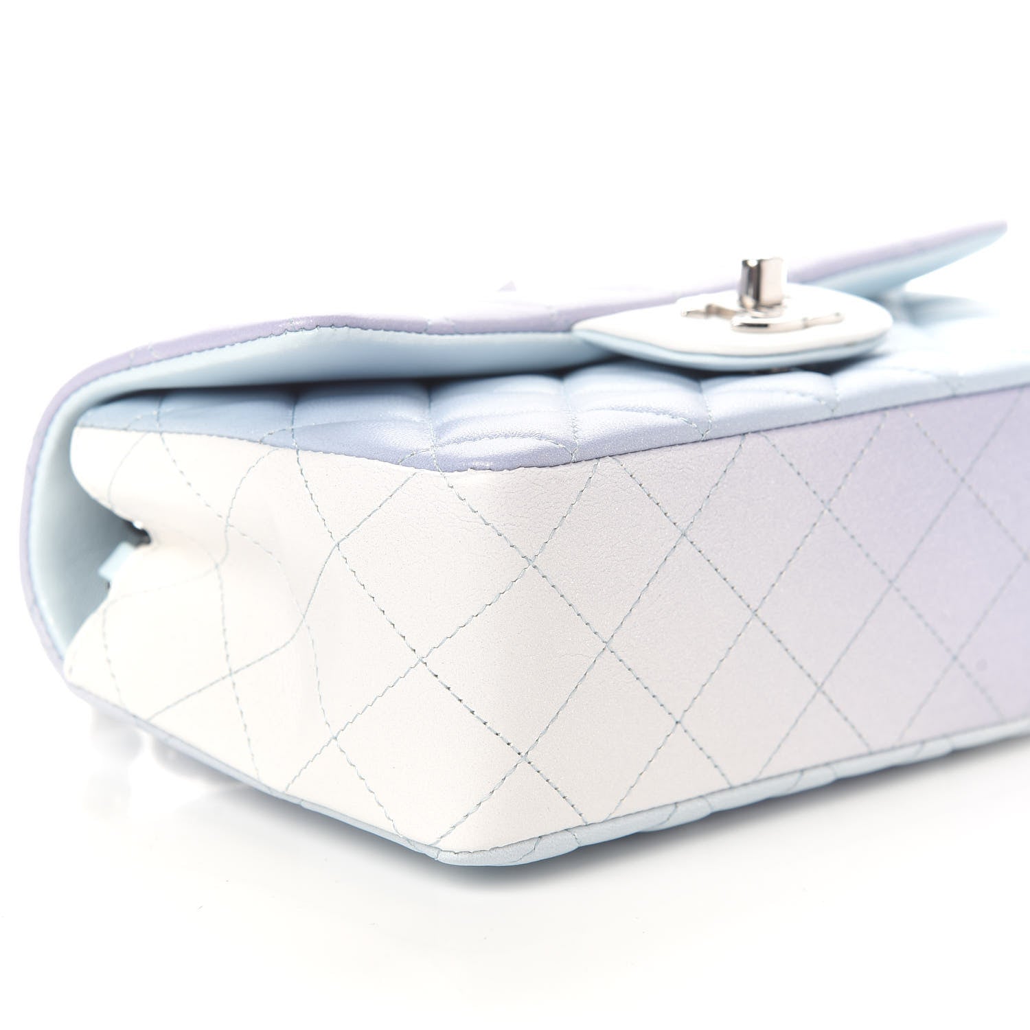 Chanel Perforated Lambskin Quilted Mini Rectangular Flap Light Blue Light Purple White 8 of 9