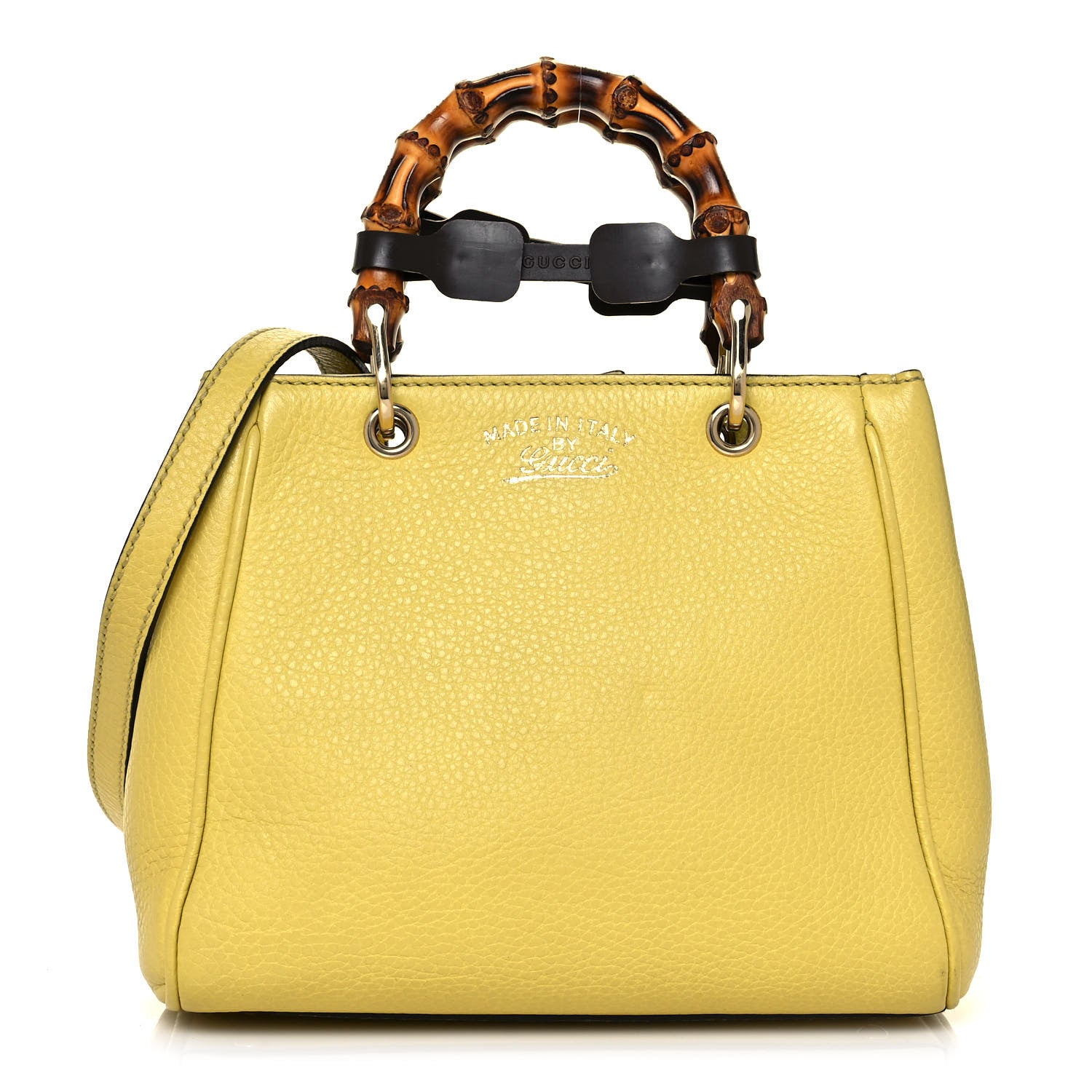 Gucci Calfskin Mini Bamboo Shopper Tote Yellow 1 of 11