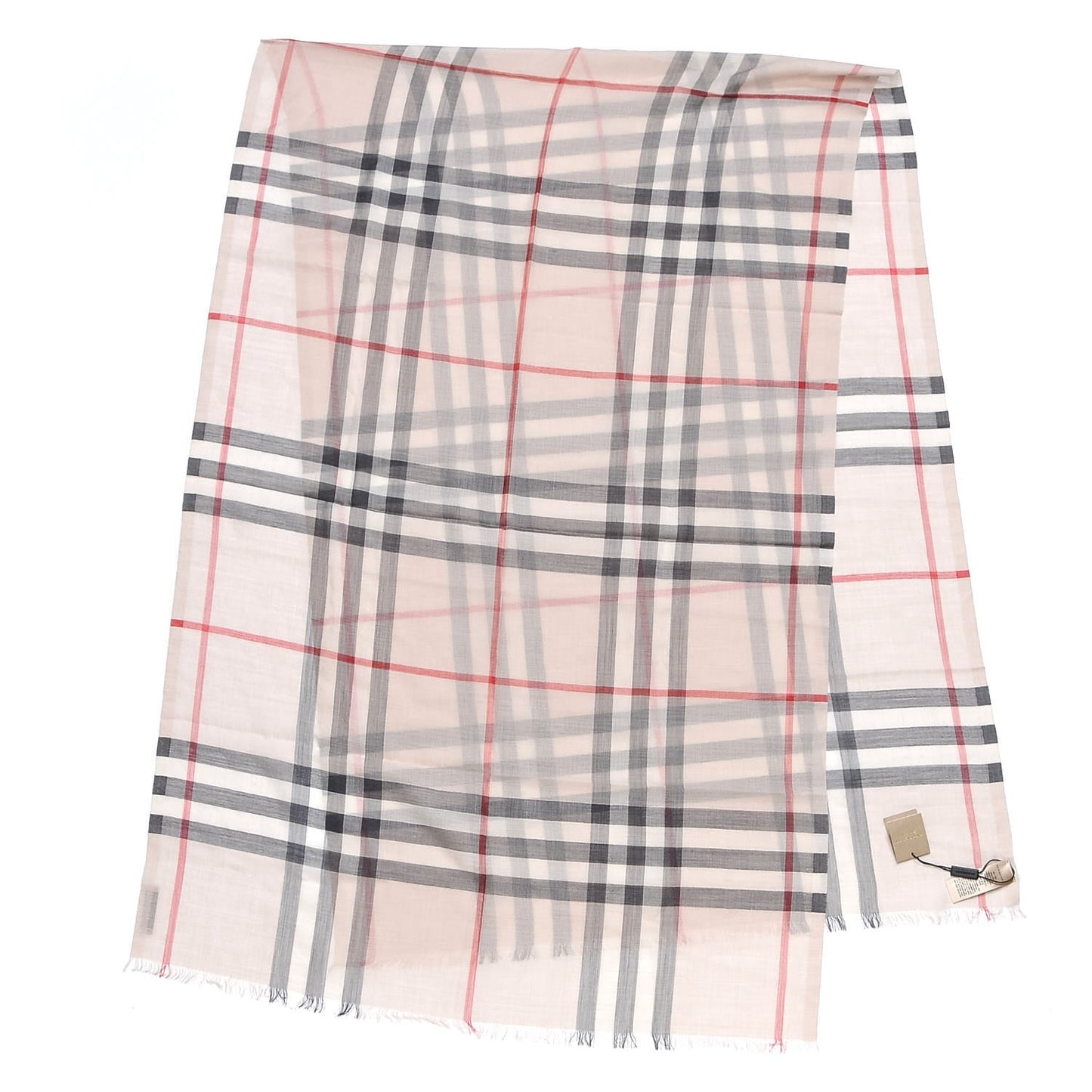 Wool Silk Gauze Giant Check Lightweight Scarf Stone
