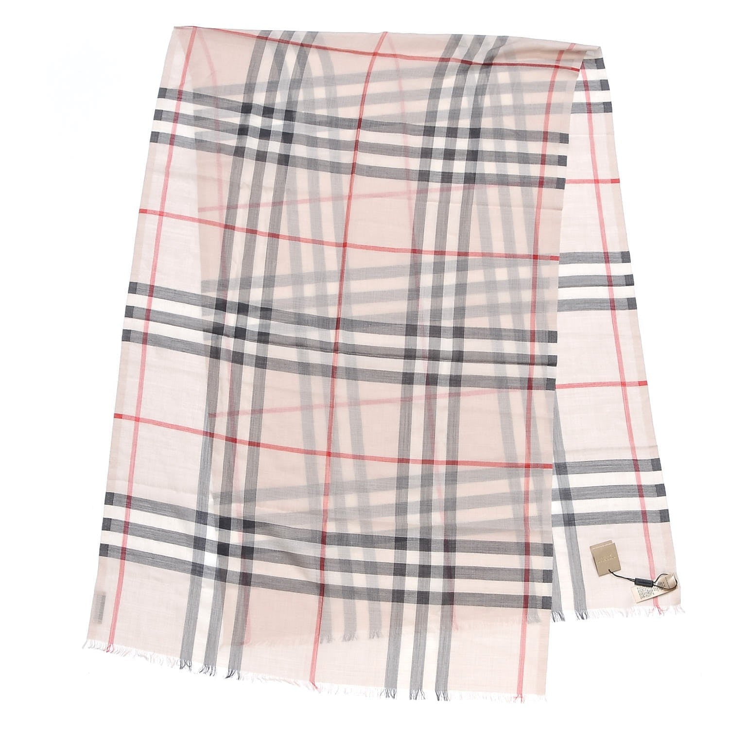 Burberry Wool Silk Gauze Giant Check Lightweight Scarf Stone 3 of 5