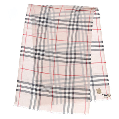 Burberry Wool Silk Gauze Giant Check Lightweight Scarf Stone 3 of 5