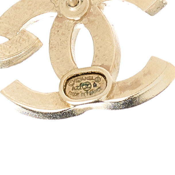 Chanel Crystal Double CC Earrings Gold Black 4 of 5