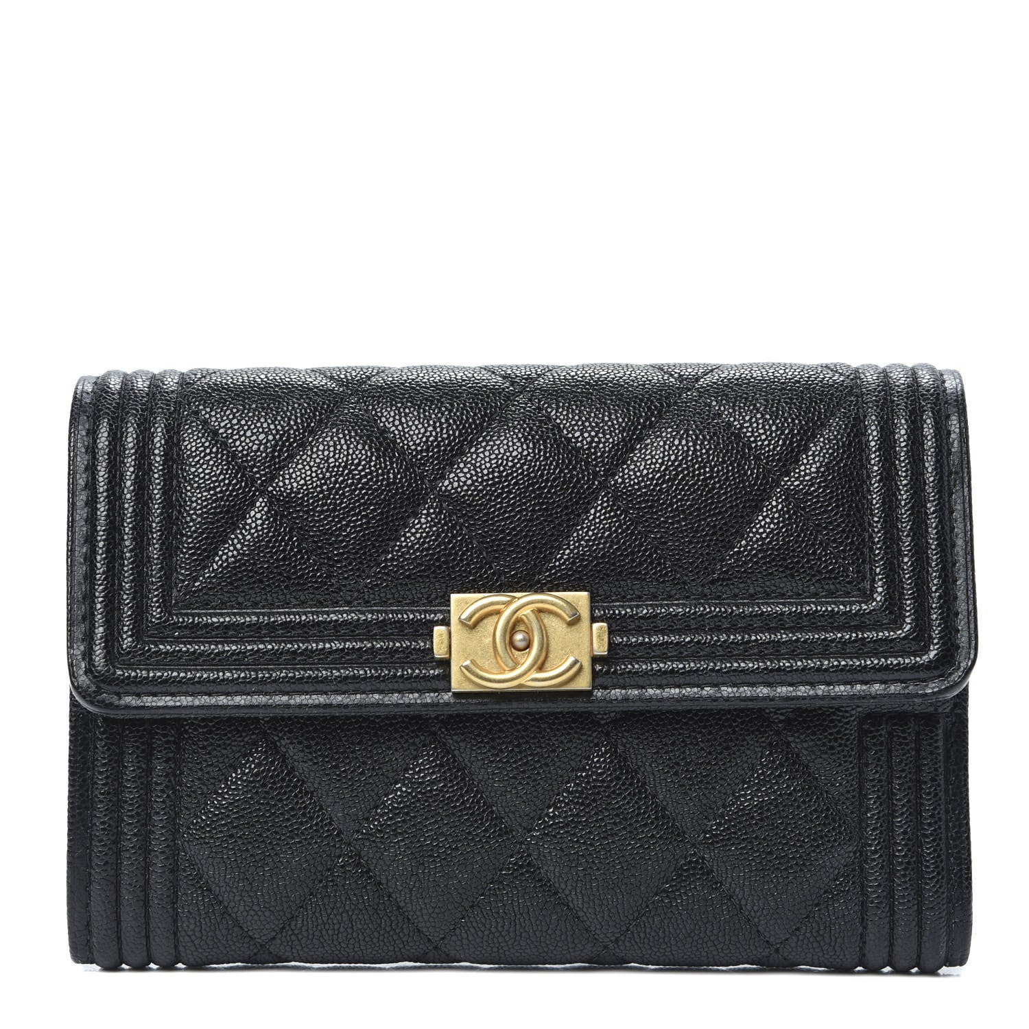 Chanel Caviar Quilted Medium Boy Flap Wallet Black 1 of 10
