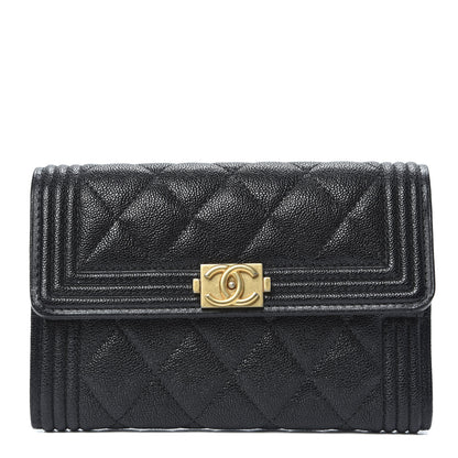Chanel Caviar Quilted Medium Boy Flap Wallet Black 1 of 10