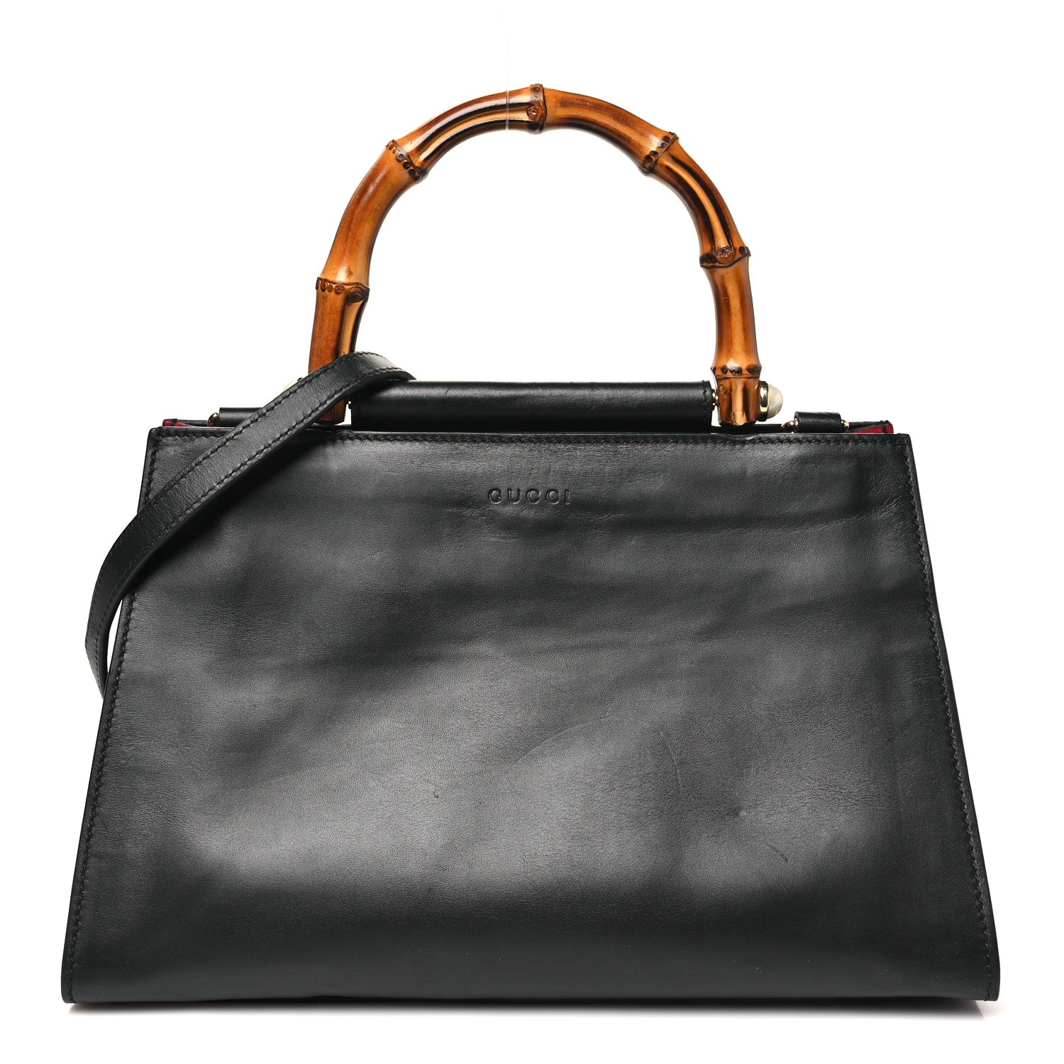 Gucci Nappa Bamboo Web Small Nymphaea Top Handle Bag Black 1 of 10