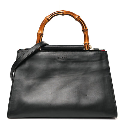 Gucci Nappa Bamboo Web Small Nymphaea Top Handle Bag Black 1 of 10