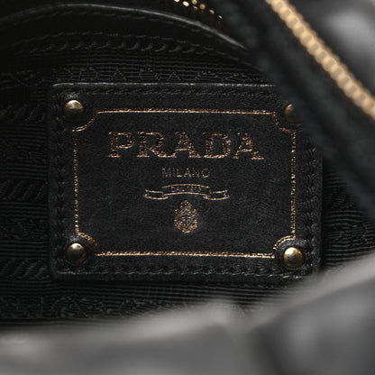 Prada Soft Calf Pleated Hobo Black 6 of 12