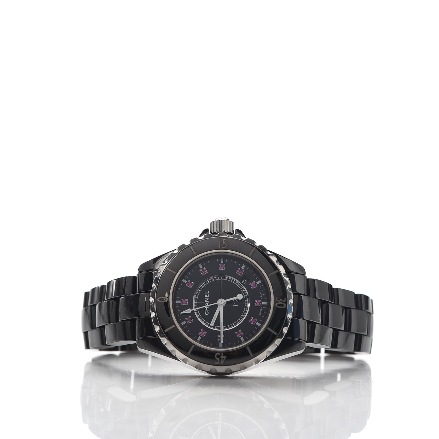 Stainless Steel Ceramic Ruby 33mm J12 Quartz Watch Black