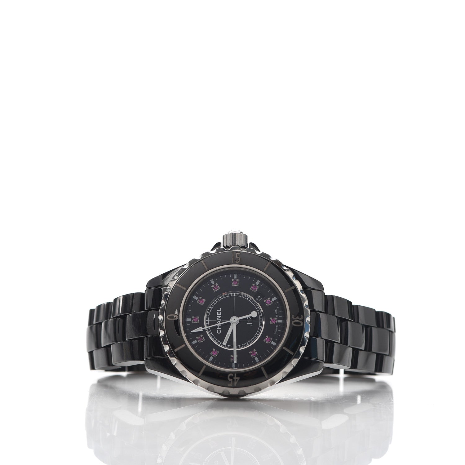 Chanel Stainless Steel Ceramic Ruby 33mm J12 Quartz Watch Black 2 of 6