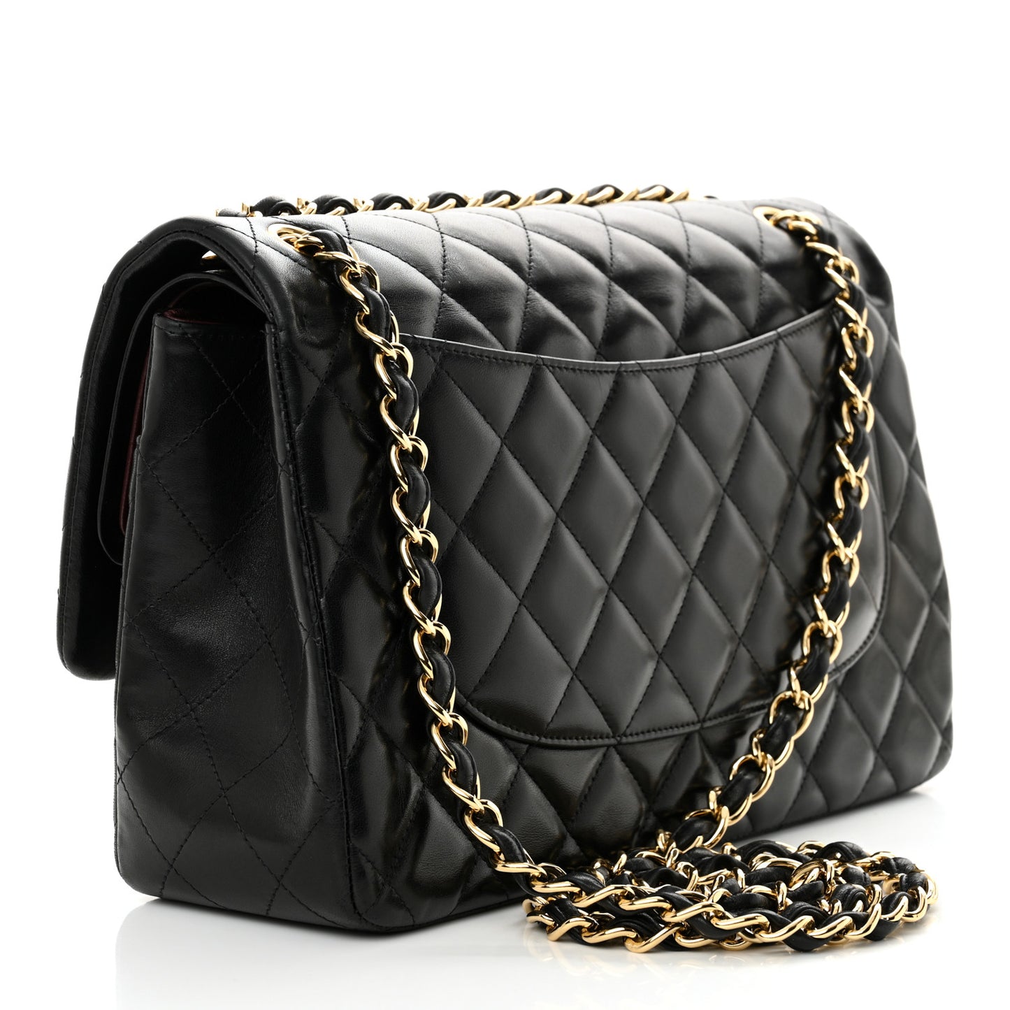 Lambskin Quilted Jumbo Double Flap Black