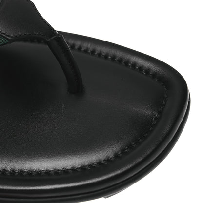 Gucci Nylon Calfskin Web Mens Cleat Sole Thong Sandals 8 Black Red Blue 11 of 14