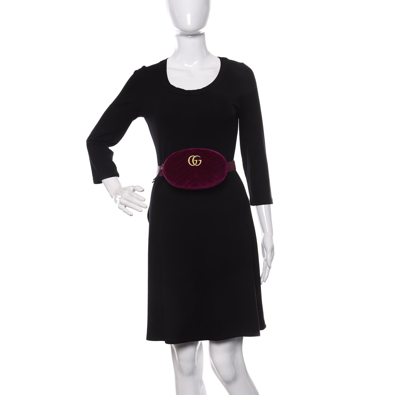 Gucci Velvet Matelasse GG Marmont Belt Bag 85 34 Fuchsia Violet Cyclamen 2 of 12