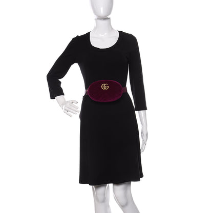 Gucci Velvet Matelasse GG Marmont Belt Bag 85 34 Fuchsia Violet Cyclamen 2 of 12