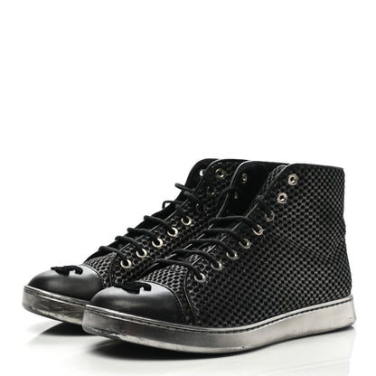 Chanel Tweed Lambskin High Top Sneakers 38.5 Black 3 of 13
