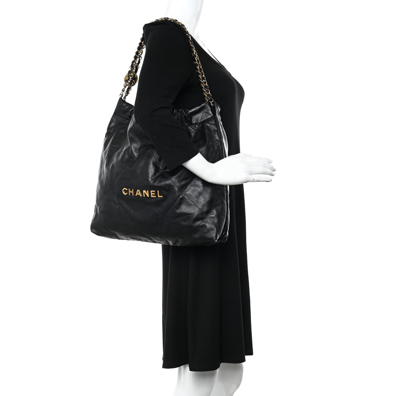 Chanel Shiny Calfskin Quilted Chanel 22 Black 2 of 11