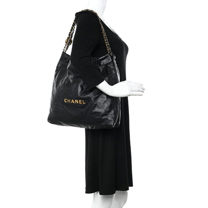 Chanel Shiny Calfskin Quilted Chanel 22 Black 2 of 11