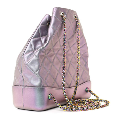 Chanel Iridescent Lambskin Calfskin Quilted Gabrielle Backpack Light Purple 3 of 13