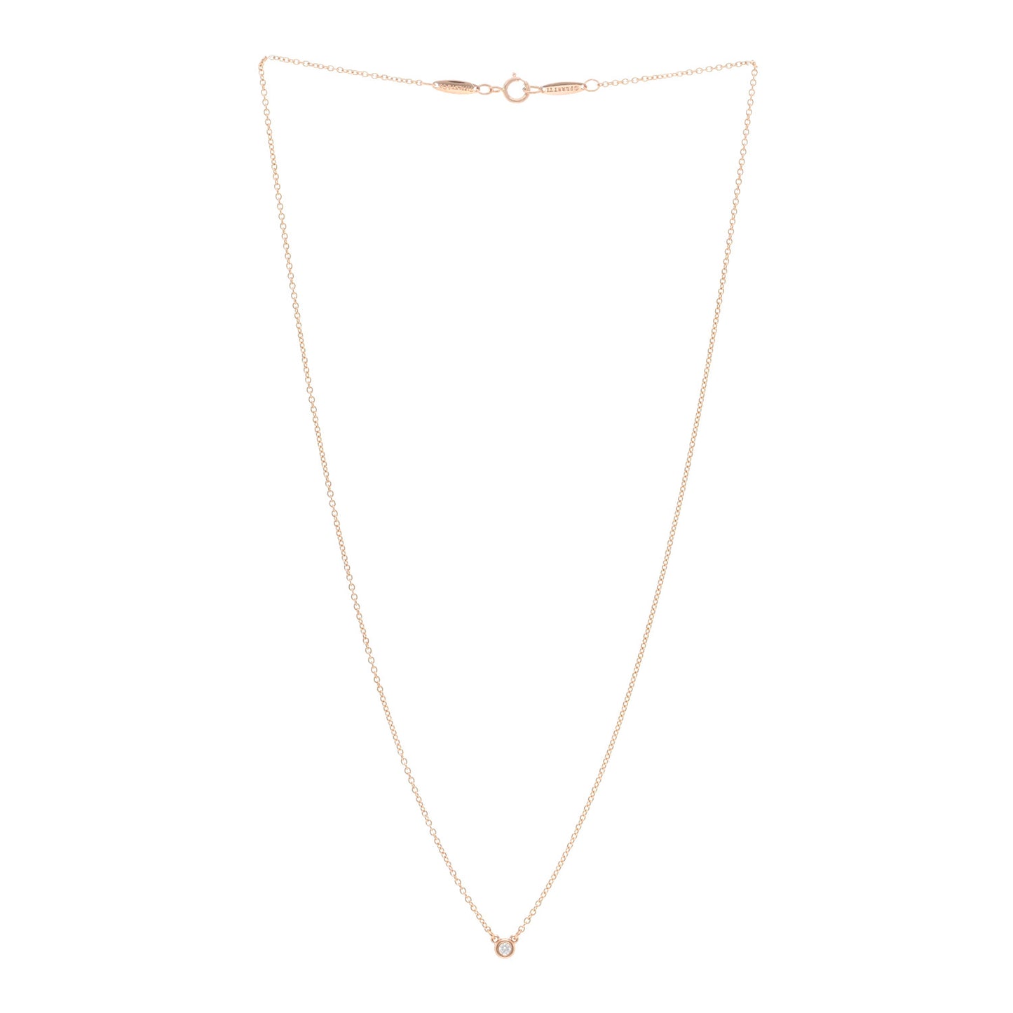18K Rose Gold Diamond .03ct Elsa Peretti Diamonds by the Yard Pendant Necklace