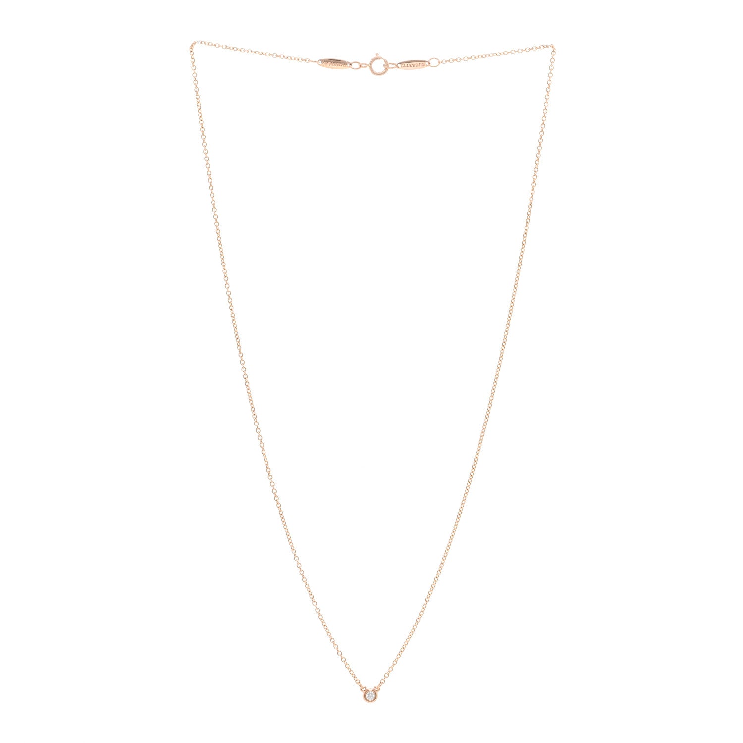 Tiffany 18K Rose Gold Diamond .03ct Elsa Peretti Diamonds by the Yard Pendant Necklace 3 of 4