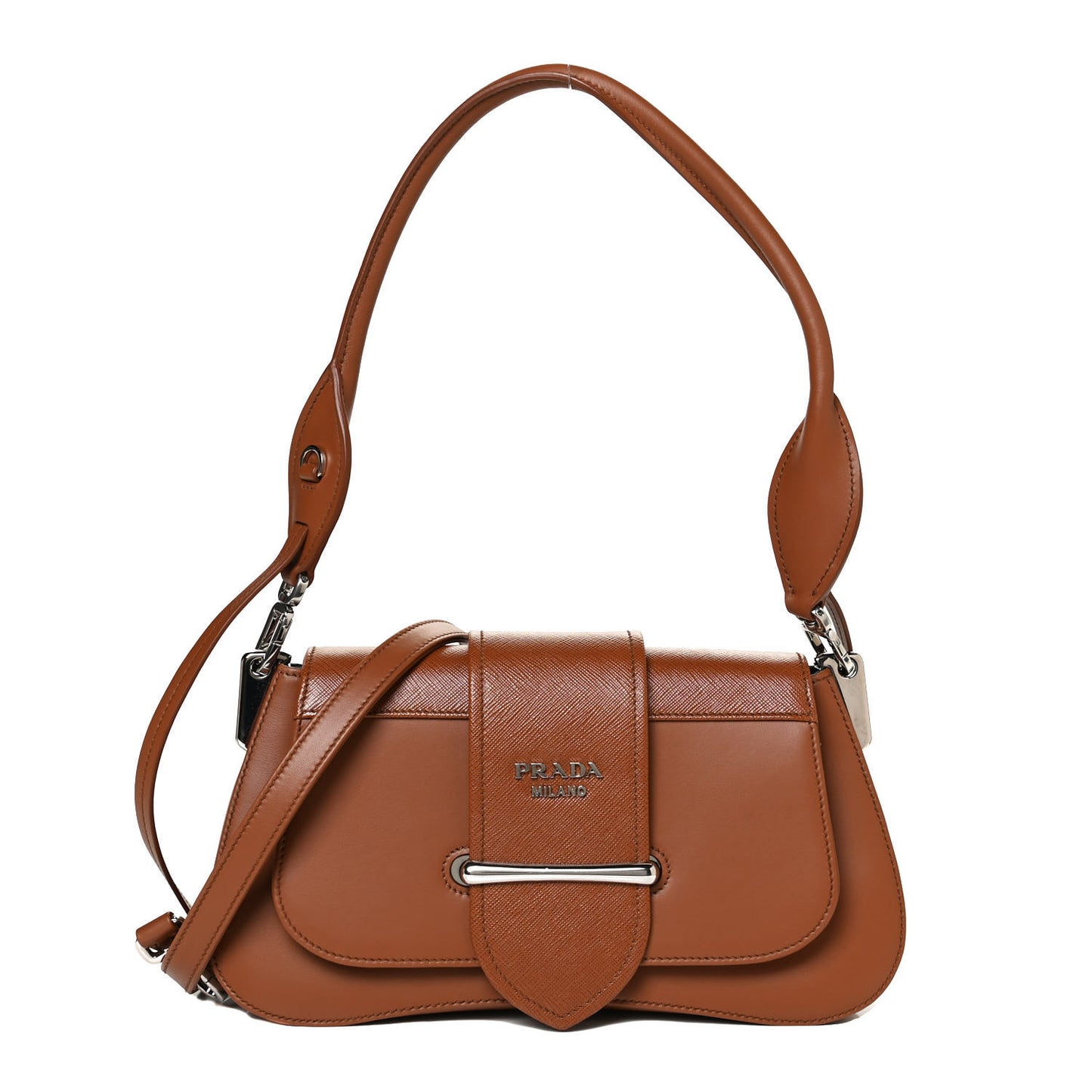 City Calfskin Saffiano Sidonie Shoulder Bag Cognac