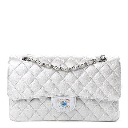 Chanel Glittered Metallic Caviar Quilted Medium Double Flap Silver 1 of 9